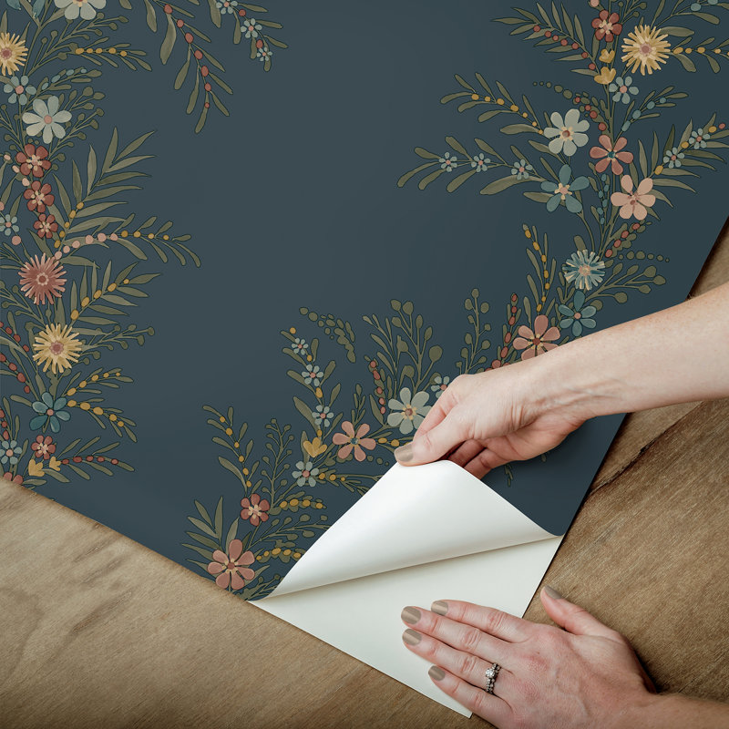 Papier peint adhésif Posy Spruce, Bleu