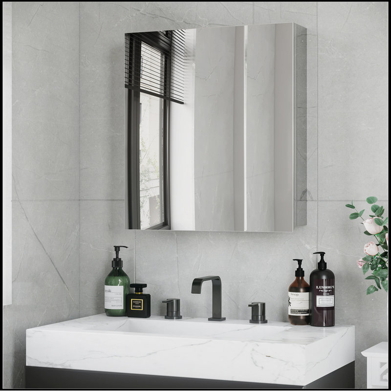 Miroir de salle de bain avec tablettes de rangement kleankin