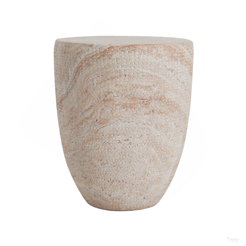 Outdoor/Indoor Lightweight Concrete Side Table,Travertine Finish