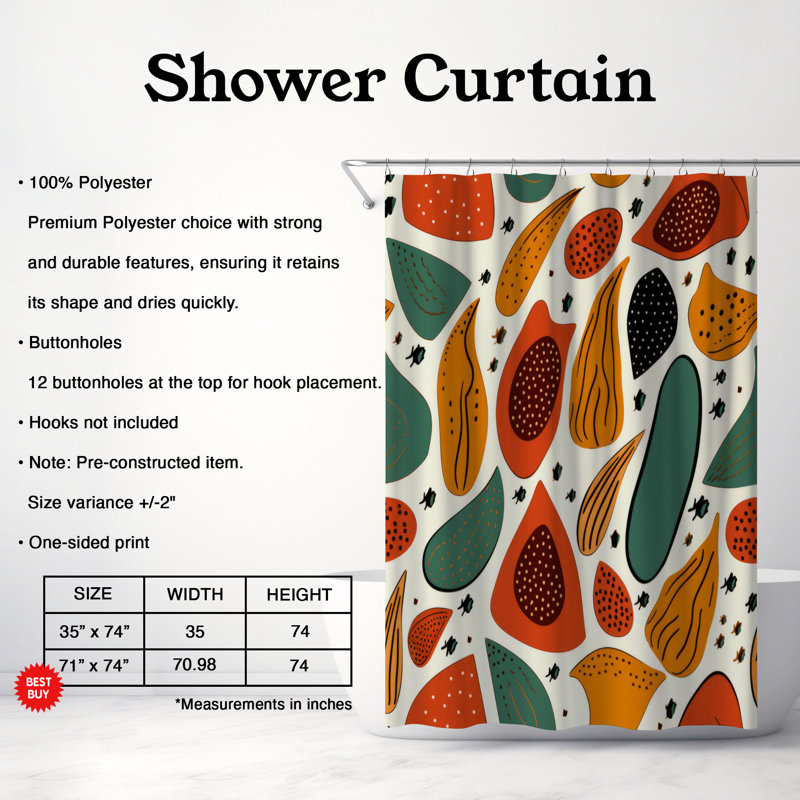 Fusion Artistry - Rideau de douche Premium, H 74 po x l 71 po
