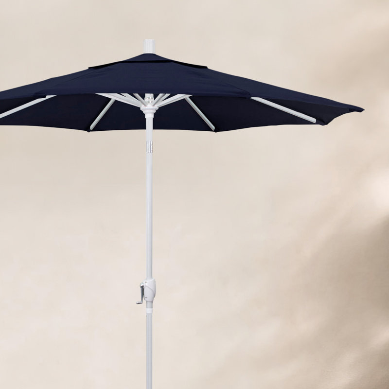 Parasol de marché 7,5', Pacifique, Blanc, Toile performance bleu marine