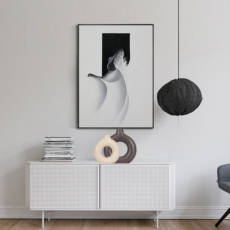 Vase à fleurs, vase à fleurs, vase en céramique pour la décoration intérieure, ensemble de 2, Brun/crème