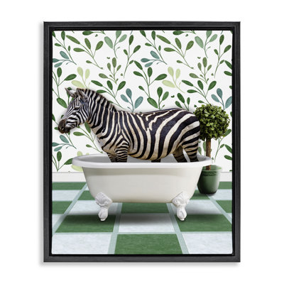 «Zebra in Green Bathroom Floater Canvas» par Marcus Prime