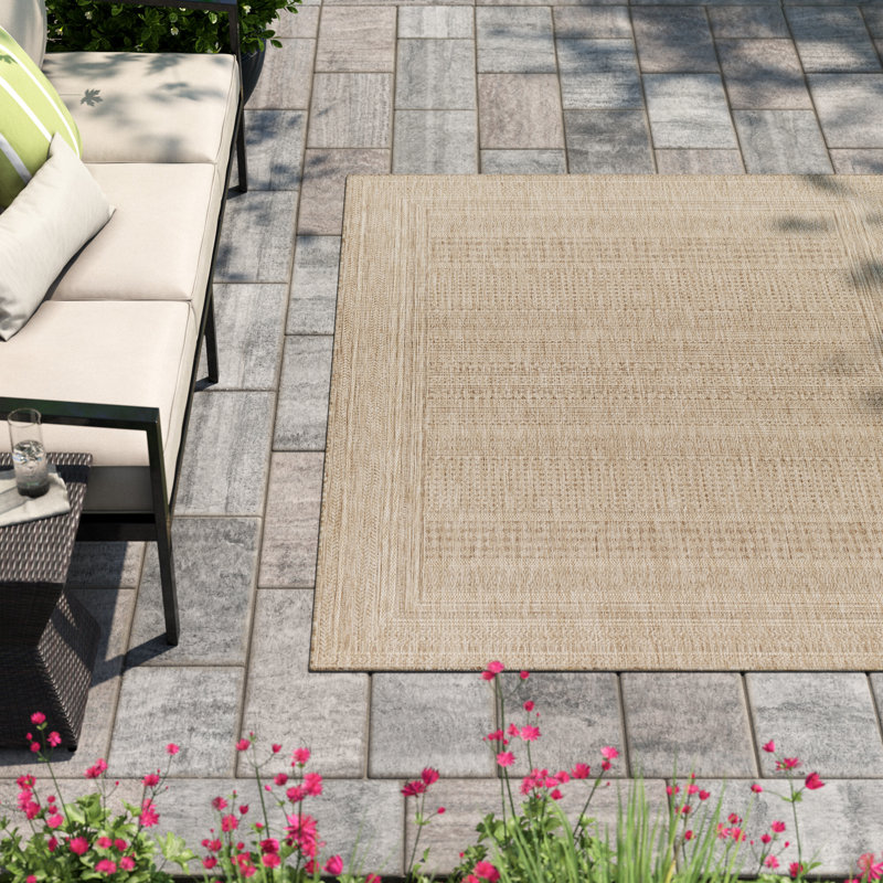 Alsie Geometric Indoor/Outdoor Area Rug - Brown/Ivory