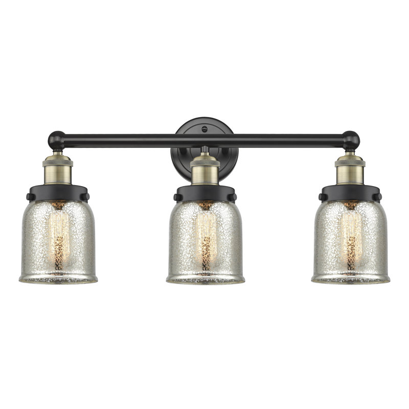 Éclairage de salle de bain à intensité variable à 3 lumières Armoni, Argent mercuré plaqué, Laiton antique noir
