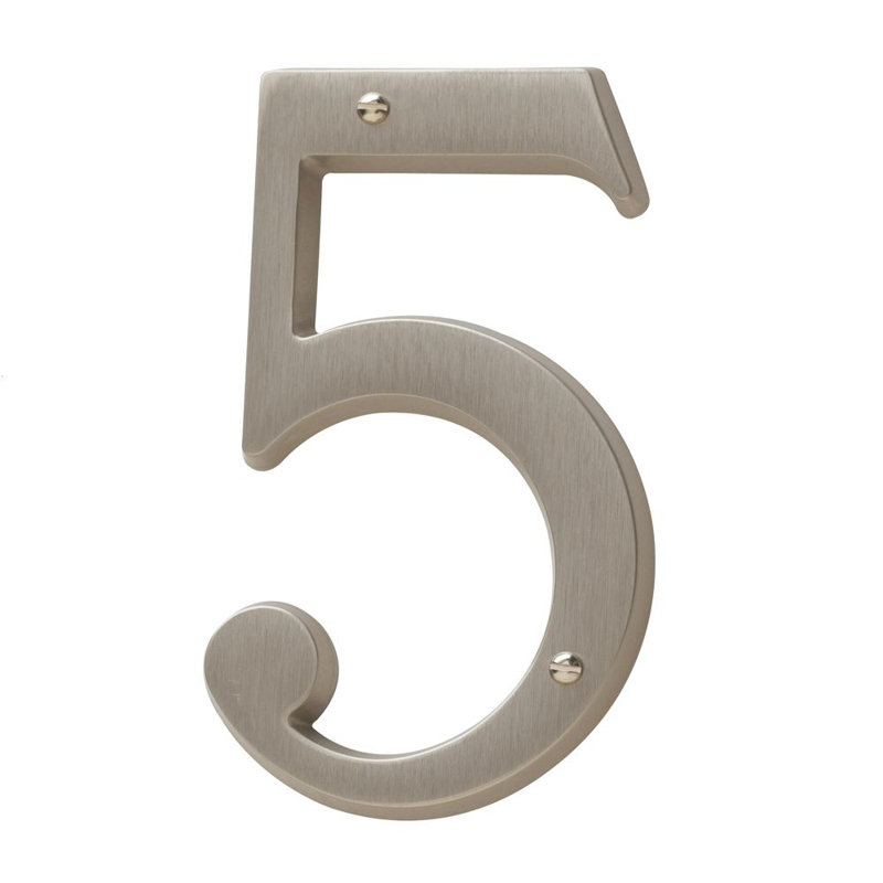4.75" H Brass House Number, 5, Bronze Black