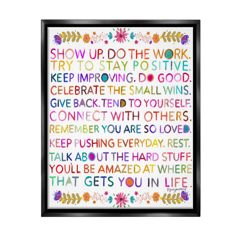 "Motivation florale" sur toile, Cadre flottant noir de jais, H 21 po x l 17 po