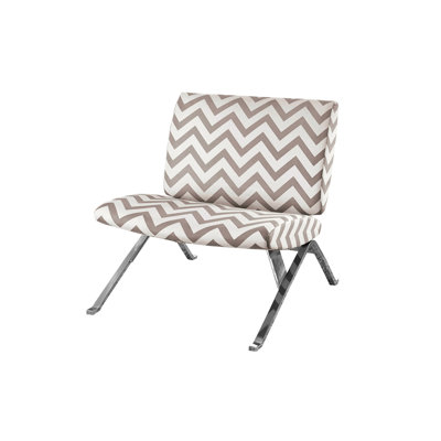 Chaise d'appoint rembourrée sans accoudoirs avec motif à chevrons en brun et blanc