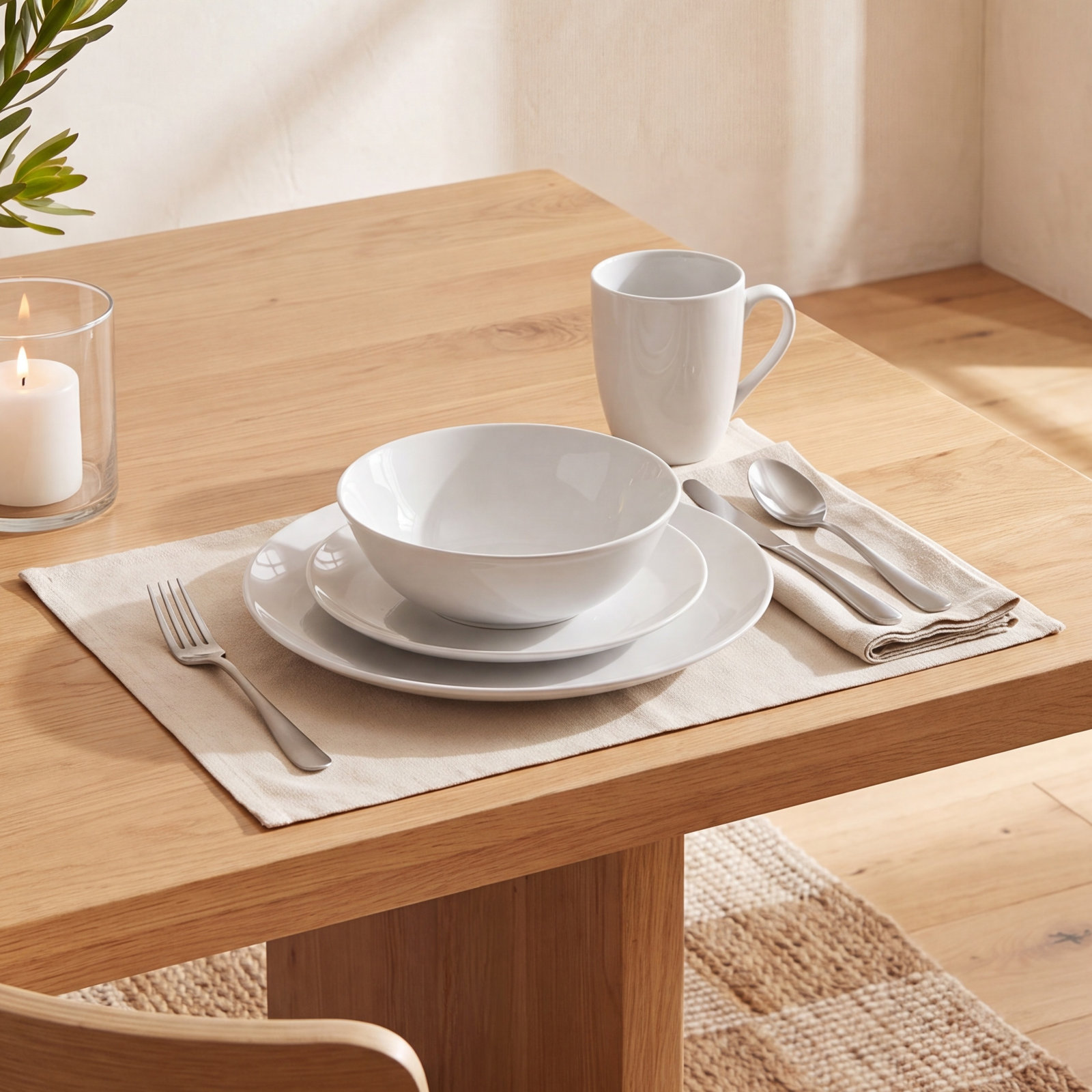 Tillman Ceramic Dinnerware Set, White