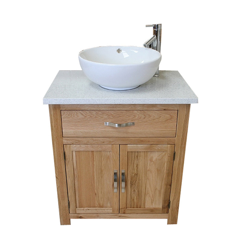 Lia 750mm Single Bathroom Vanity with Vessel Ceramic Basin, White