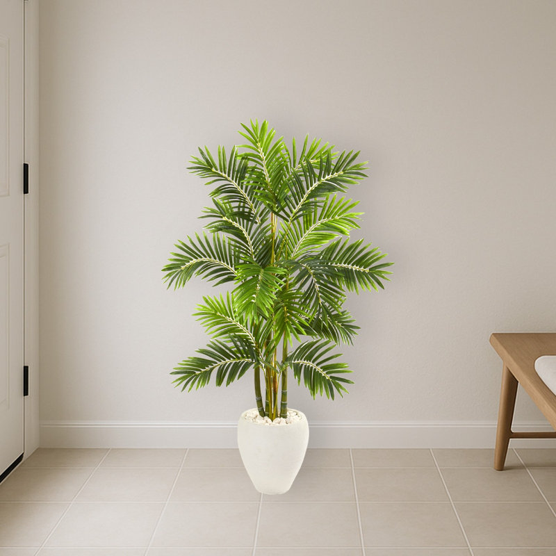 Areca Palm Artificial Tree in White Planter