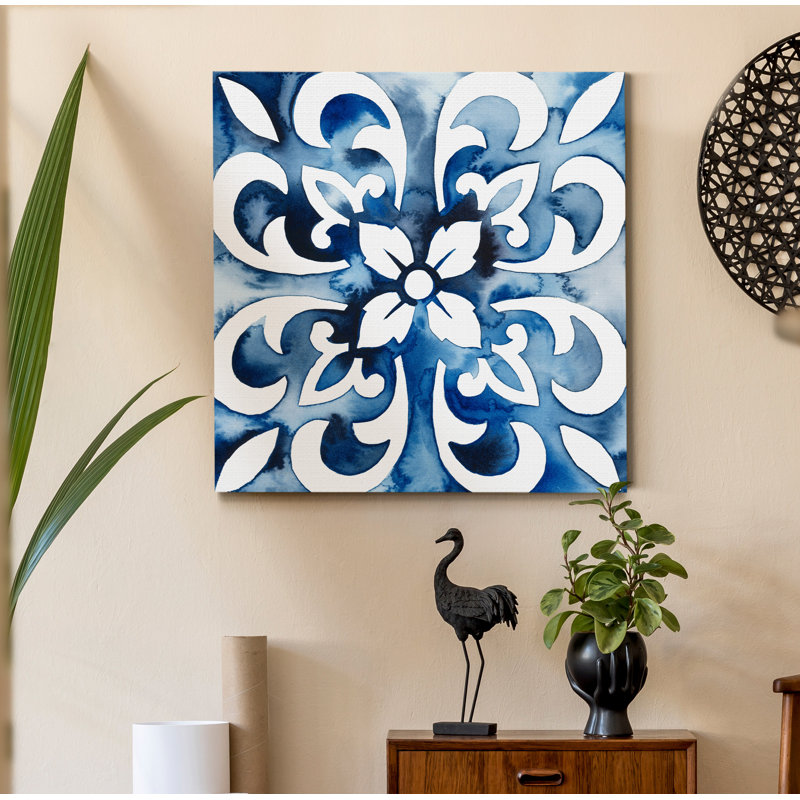 « Cobalt tiles II », reproduction d’art sur toile tendue, H 32 po x l 32 po x P 1 po