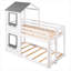 Lit superposé simple au-dessus d'un lit simple en bois avec toit-935296171