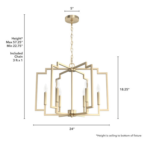 Hunter Fan Company Lampadario Zoanne 6 Luci, Oro, Per Interni, Altezza Regolabile Da 90 A 233 Cm - 3