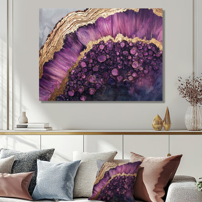 Purple Crystals And Wooden Energy I - Crystals Metal Prints