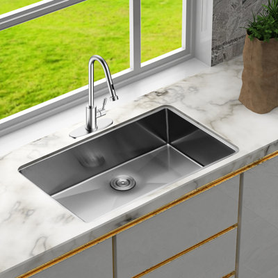 10 Inch Deep Kitchen Sink Undermount - 304 Stainless Steel, 30"x18", 16 Gauge, With X-shaped Water Guide And Included Dish Grid Drain Assembly Drying Rack Pack Clips Template Installation Instruction