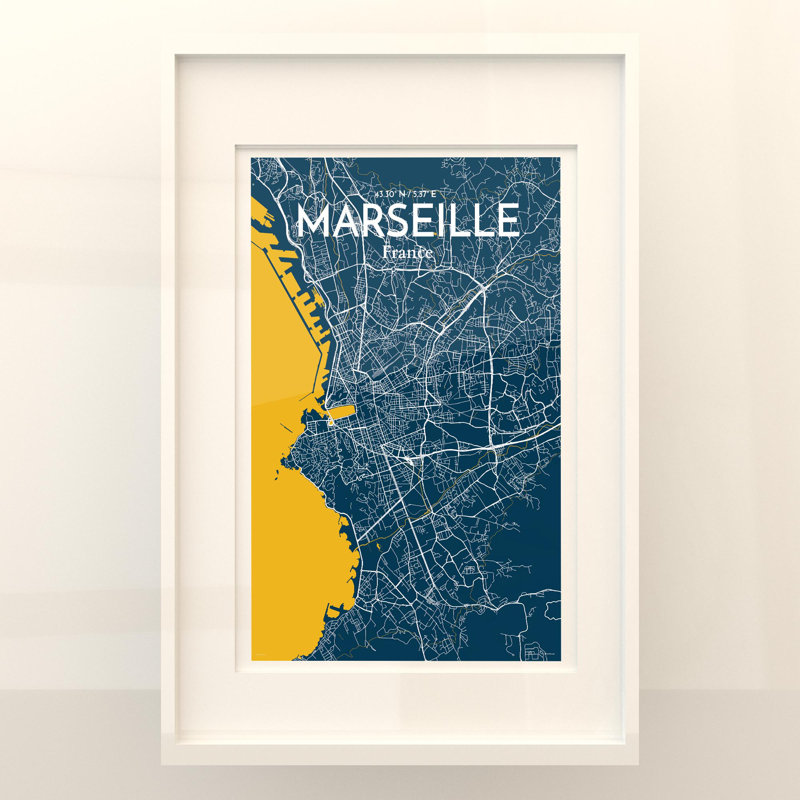 Marseille City Map In Amuse - No Frame Print, 36cm H x 24cm W x 0.05cm D