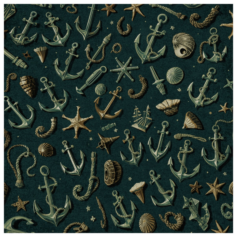 Housses de couette Nautical Anchors Shells, Lit simple