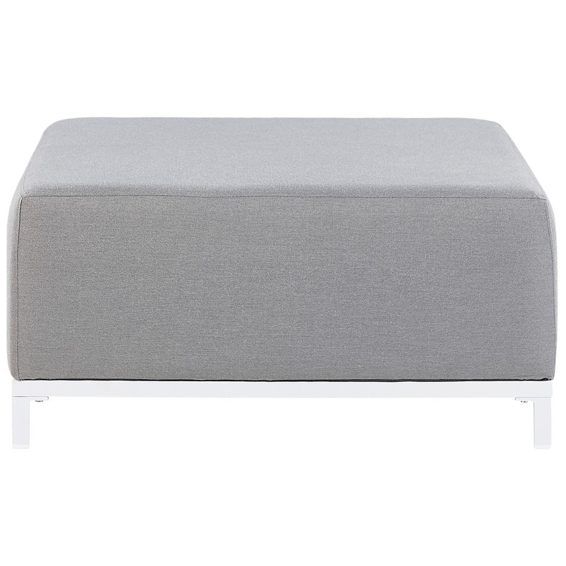 Brayfield Upholstered Outdoor Ottoman, Light Grey