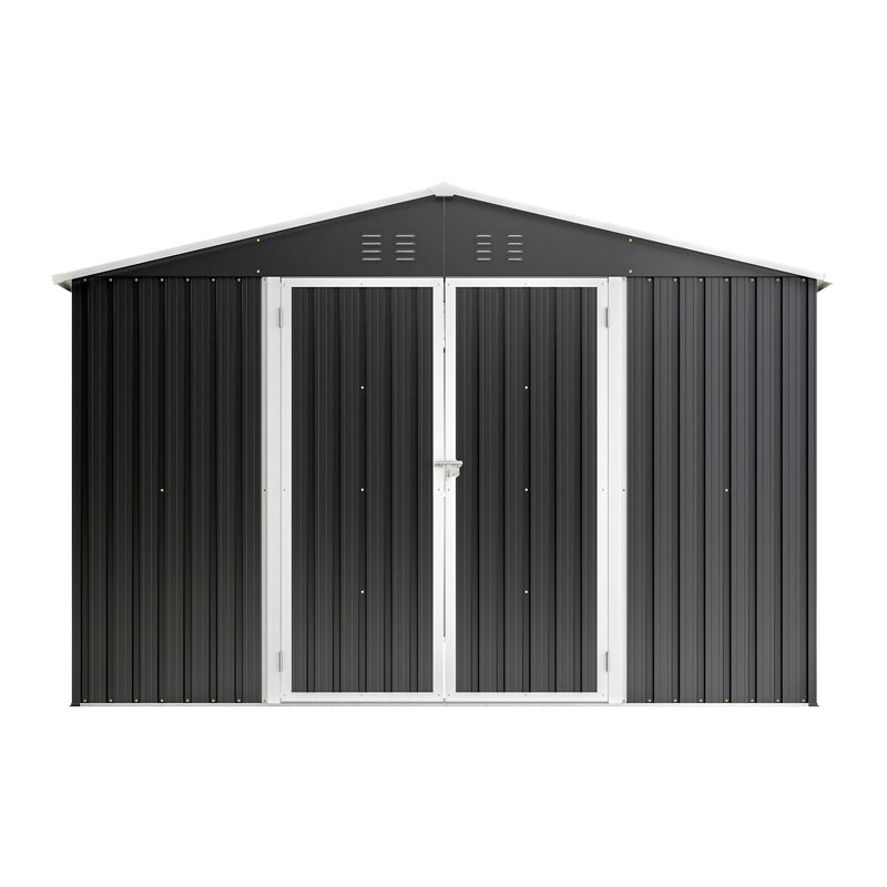 Remise de rangement extérieure 10 pi x 12 pi, Noir, 79.13" H x 113.7" W x 141.06" D