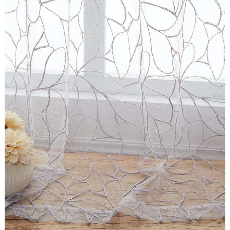 Sheer Curtain Pair, Silver, 54" W x 108" L