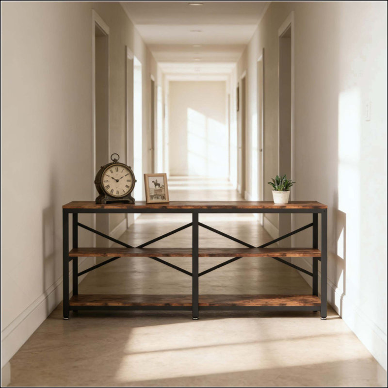 Rustic Farmhouse Style Sofa Table,3-Tier Hall Table,Console Table,TV Stand,Bookshelf