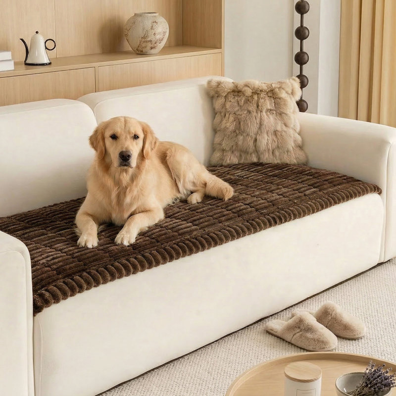 Luxury Soft Faux Fur Sofa Cover,Thick Shaggy Plush Slipcover, Non-Slip- Versatile Use As Sofa Pad, Bay Window Mat, Headboard Cover, Tatami, Pet Cushion