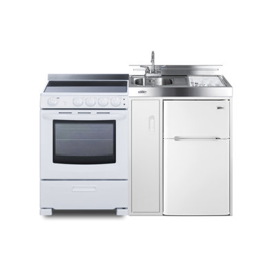 Summit Appliance All-In-One Combo Kitchens 3.2 Cubic Feet Kitchenette Mini Fridge with Freezer