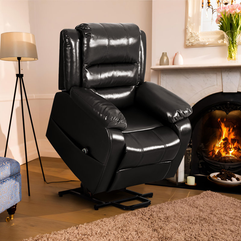 Fauteuil inclinable relevable en similicuir, Similicuir noir