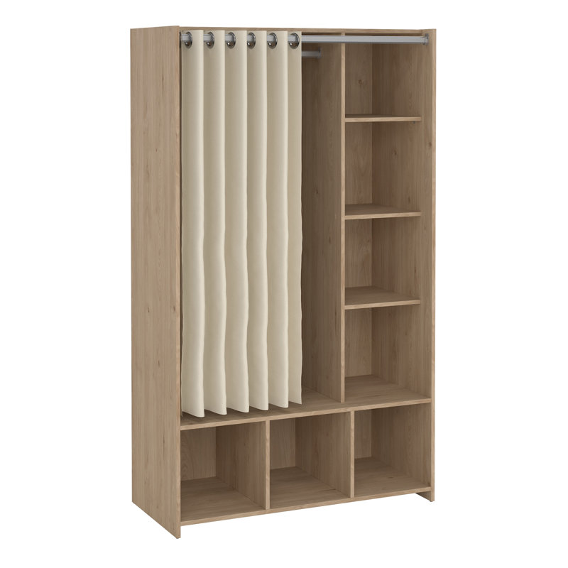 Mathian 1 Door Manufactured Wood Wardrobe, Oak/Beige