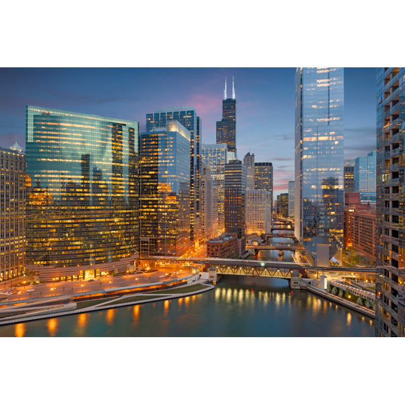 Leliea Chicago, Illinois, USA Cityscape - Wrapped Canvas Print, 30cm H x 46cm W x 3.8cm D