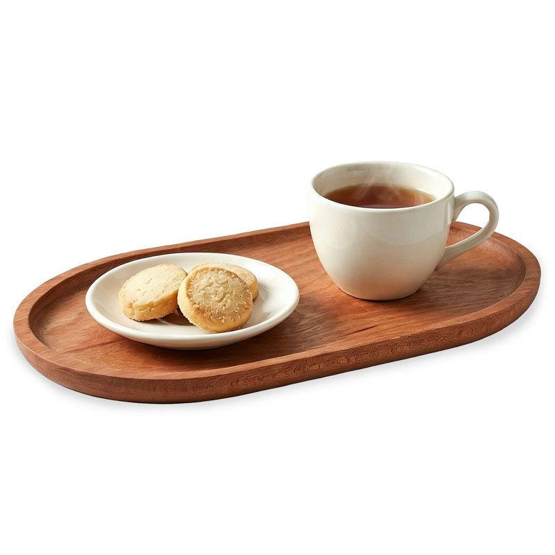 Plateau ovale décoratif en bois, plateau de service pour pouf, comptoir ou table basse