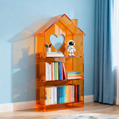 Orange House Shape Acrylic Bookcase
