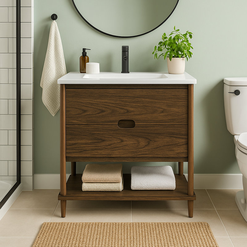 Abbondanza 36" Freestanding Single Bathroom Vanity With Ceramic Sink and Two Drawers