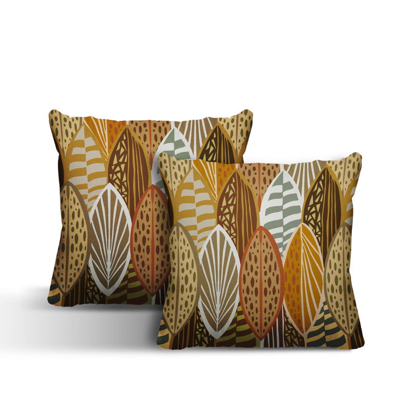Abstract Outdoor Reversible Throw Pillow, 17W" x 17H", Brown