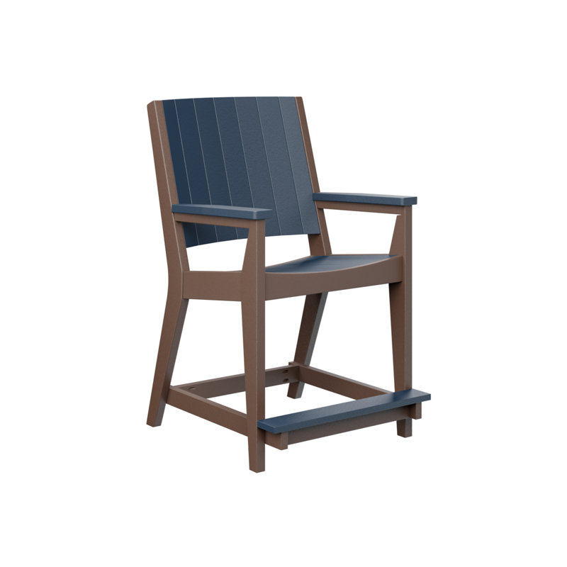 Mayhew Outdoor Bar Stool, Chocolate Brown, Navy Blue