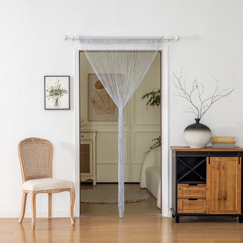 3pc 39 X 78 Inch Door String Curtain Wall Panel Fringe Window Decorative String Curtain, Gray
