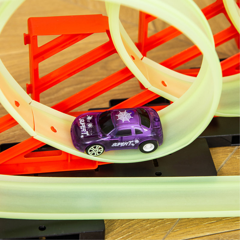 Track Builder DIY Loop Kit with Luminous Effect Spider Model Pull-back Car（It is designed for single rider only.）
