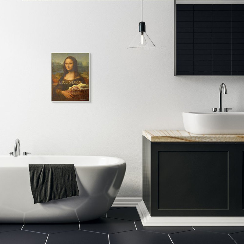 «Mona Lisa Laundry Funny Classic» par Patrick Reid O'Brien - reproduction d'art, H 19 po x l 13 po x P 0,5 po, Plaque murale