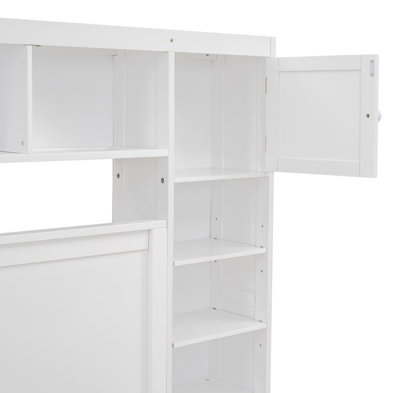 Lit en bois avec armoire tout-en-un, White