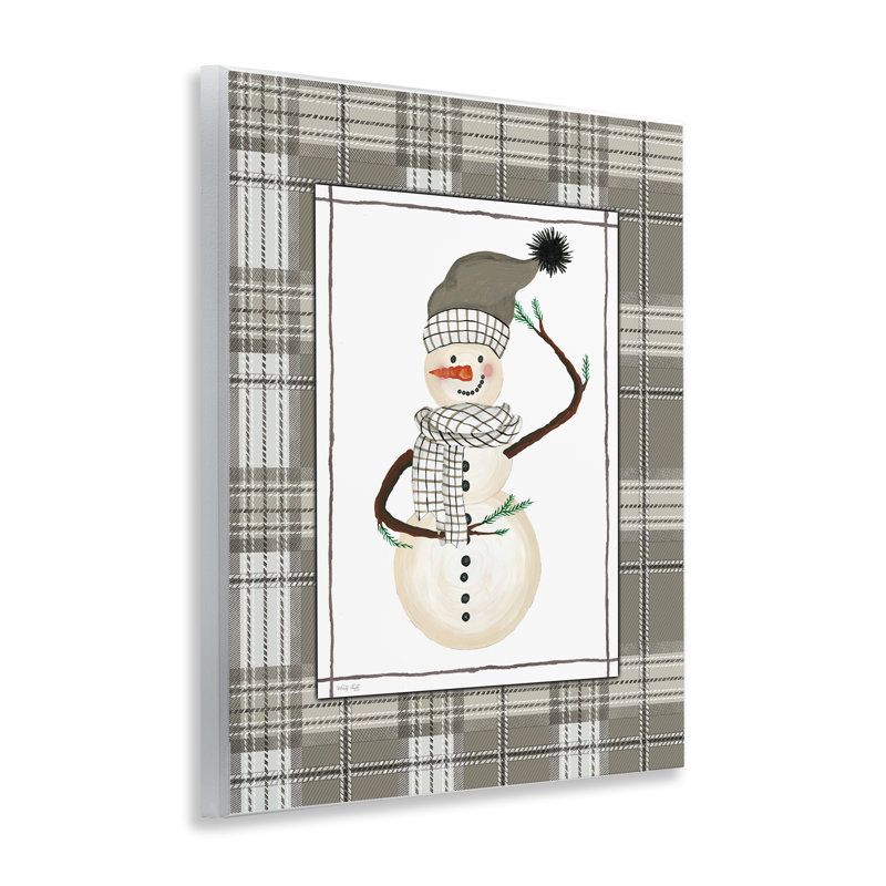 Plaque murale écossaise verte bonhomme de neige d'hiver, design par Cindy Jacobs