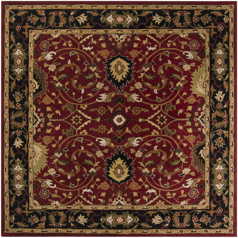 Graziani Oriental Hand-Tufted Wool Burgundy/Black Area Rug, Square 8'