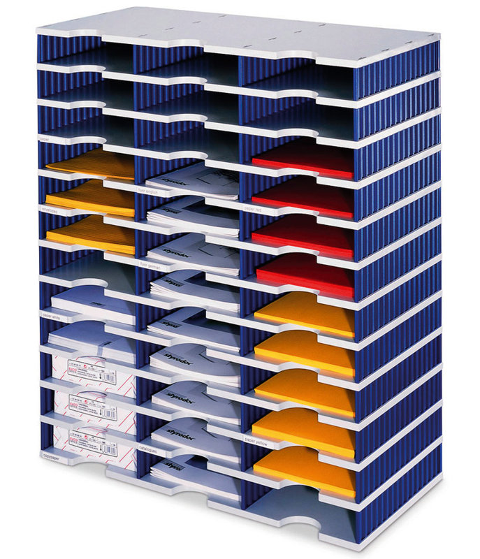 36 -Shelf Filing Cabinet, Grey and blue 
