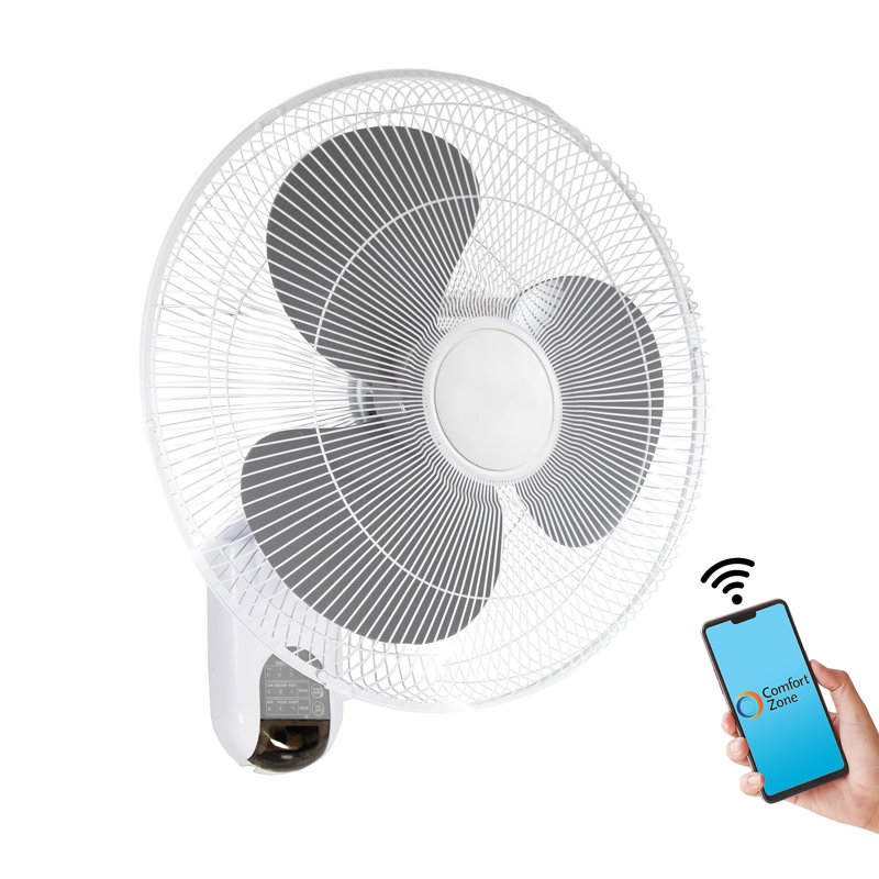 Comfort Zone 16" White WiFi Enabled Wall Mount Fan with Timer