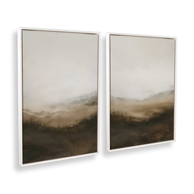 Ensemble de 2 toiles encadrées, H 18,75 po x l 25,5 po x P 1,75 po, Cadre flottant blanc opaque