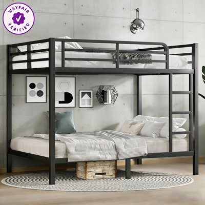 Lit superposé en métal robuste, 2 lits simples XL, noir, emballage renforcé avec pièces de rechange gratuites en cas de dommages liés au transport
