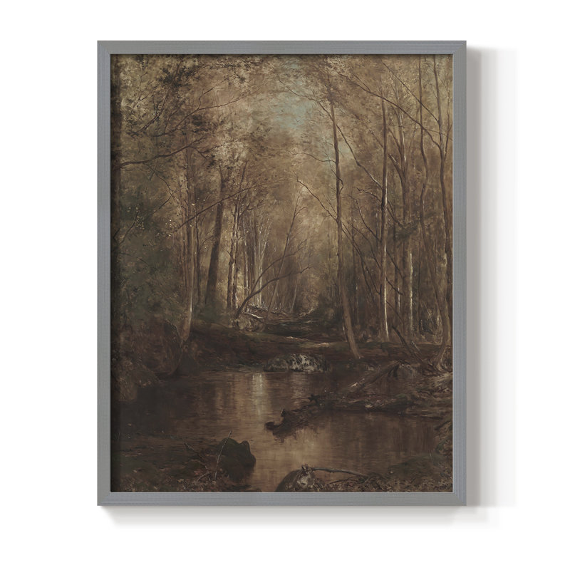 Reproduction encadrée rétro en bois massif III, Gris, H 11 po x l 9 po