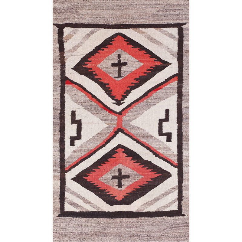 Antique Tribal Geometric Native American Flatweave Navajo Kilim Rug