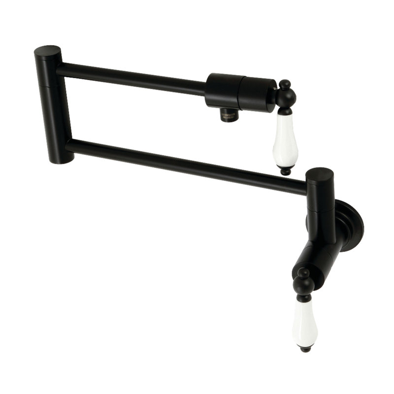 Kingston Brass Metropolitan Two-Handle 1-Hole Wall Mount Pot Filler Faucet, Matte Black