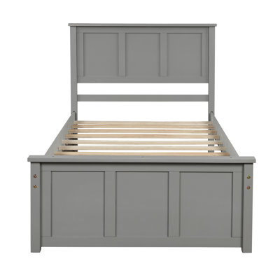 Lit plateforme avec rangement, 2 tiroirs avec roulettes, lit simple